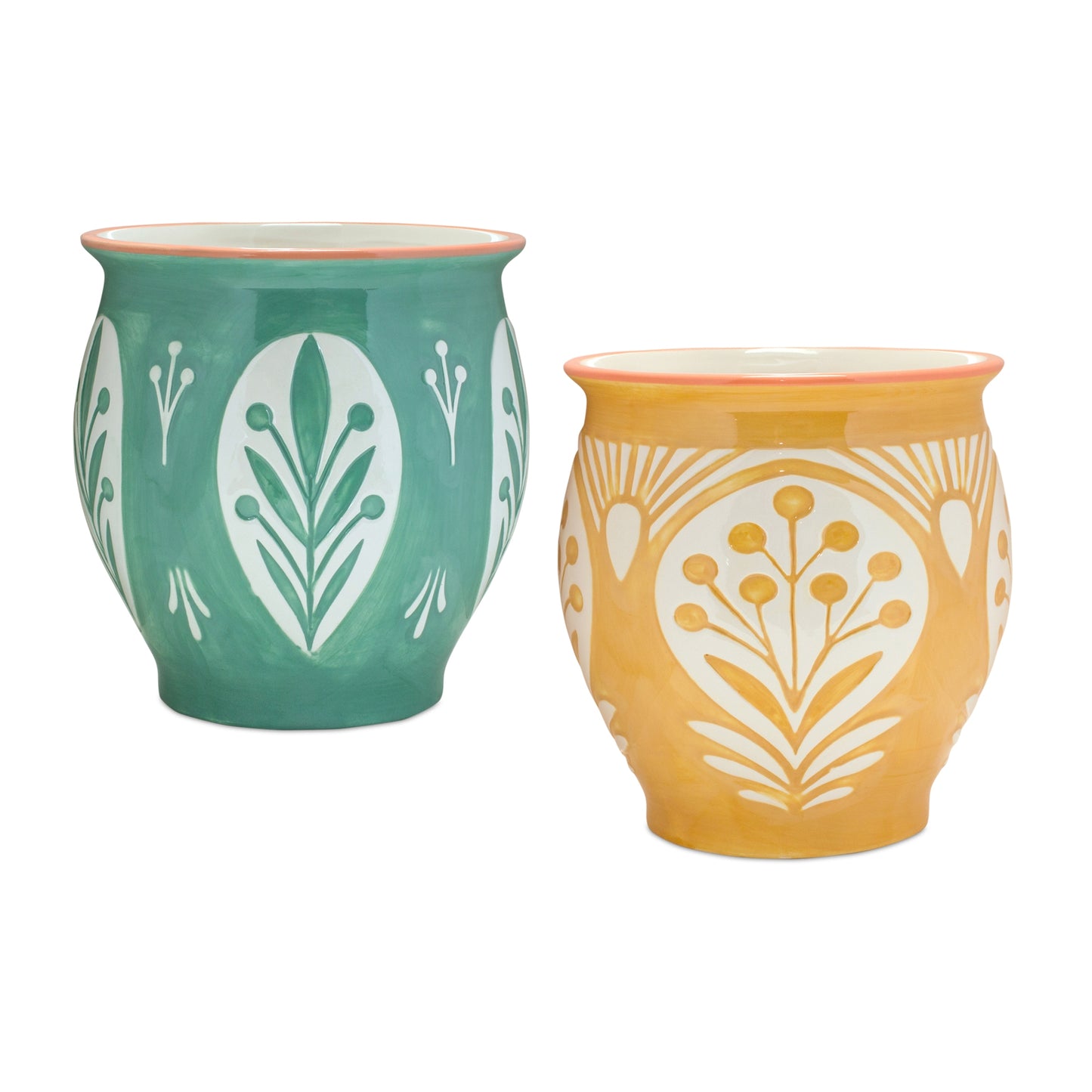 Pot (Set Of 2) 6.5"D x 7"H Ceramic