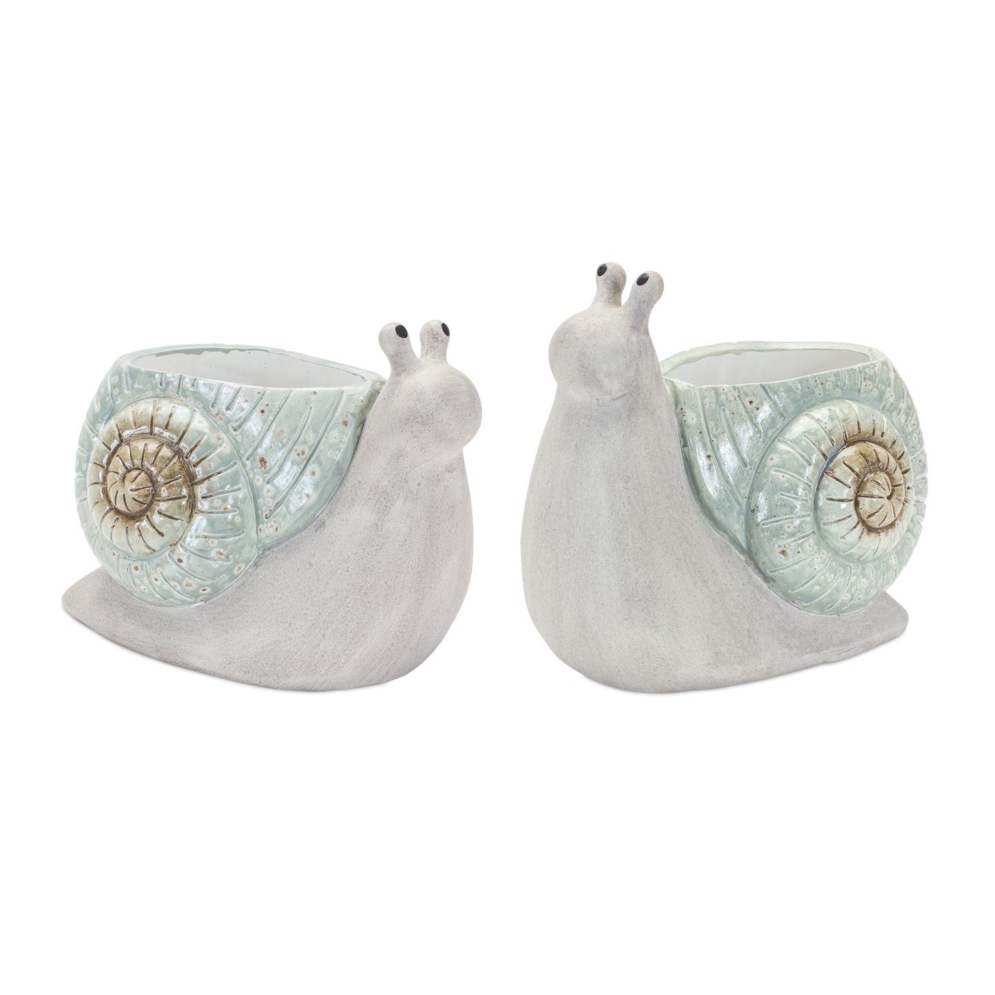 Snail Planter (Set Of 2) 8.25"L x 6.5"H, 7.25"L x 7"H Terra Cotta