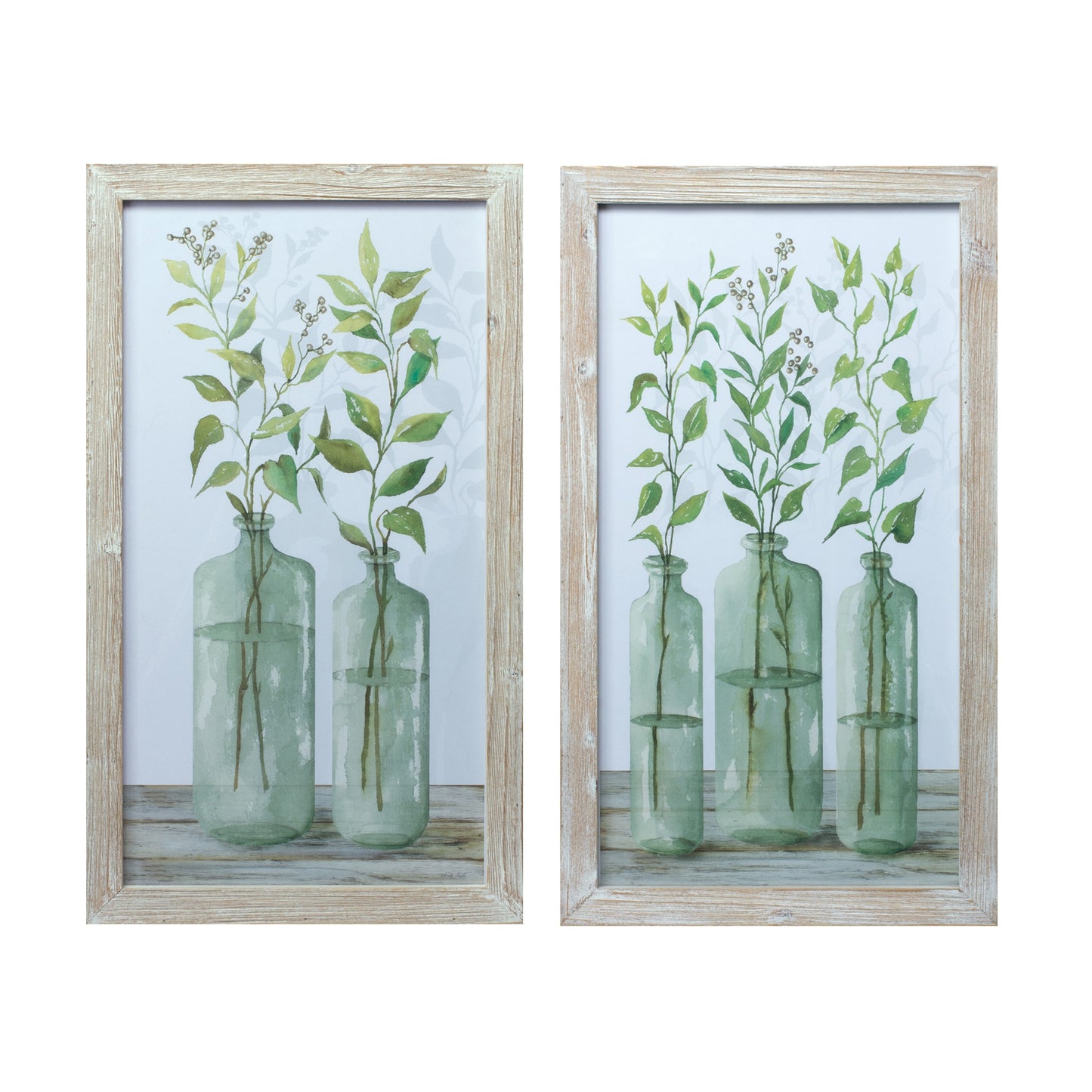 Framed Foliage Print (Set Of 2) 13.25"L x 23.75"H Wood/Glass