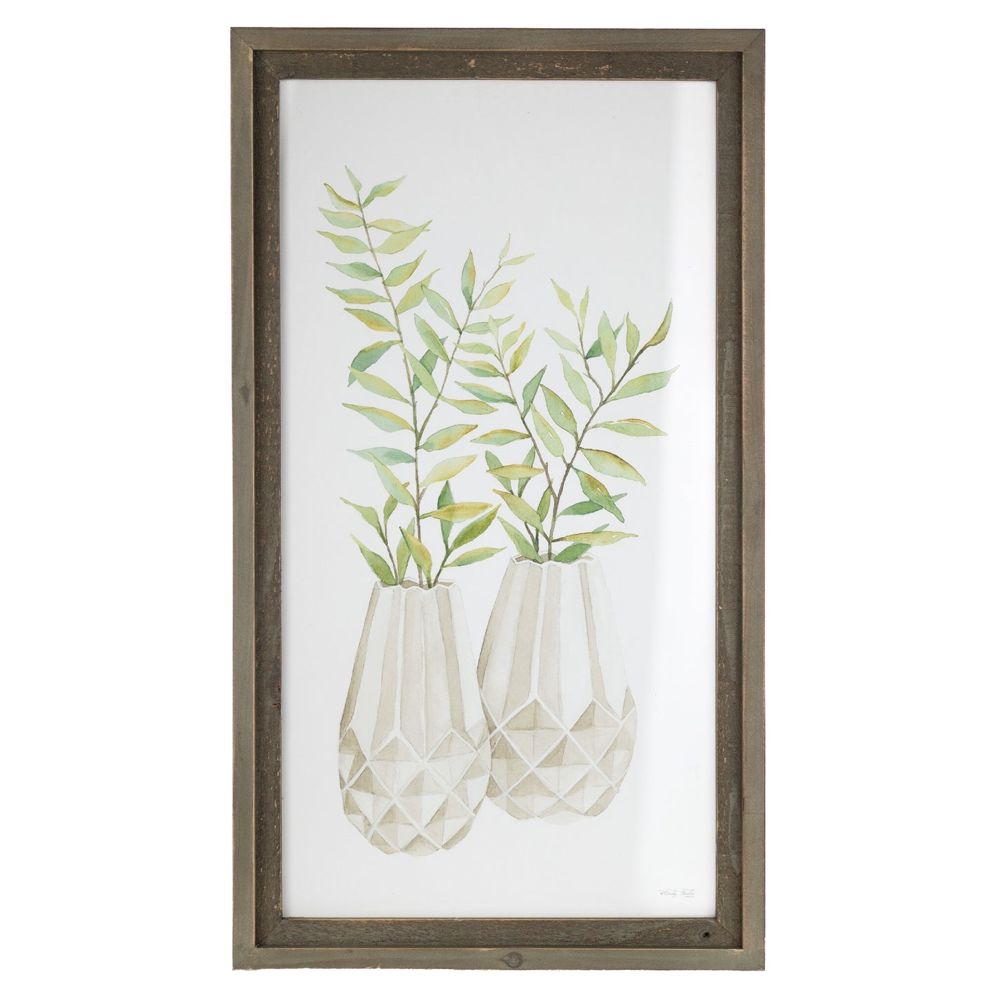 Framed Foliage Print (Set Of 2) 13.25"L x 23.5"H Wood/Glass