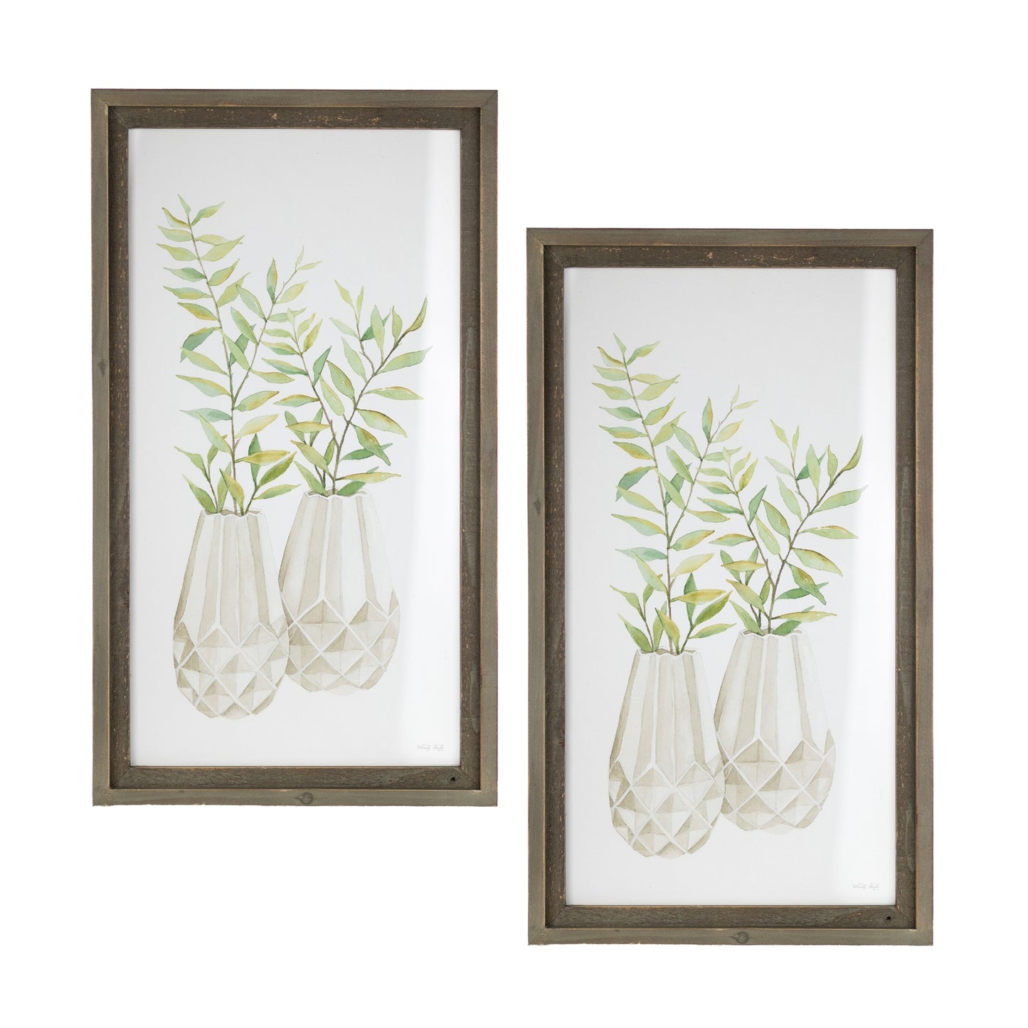 Framed Foliage Print (Set Of 2) 13.25"L x 23.5"H Wood/Glass