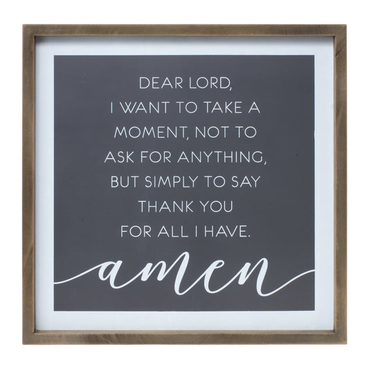 Thank You Prayer Plaque 19.75"Sq Mdf