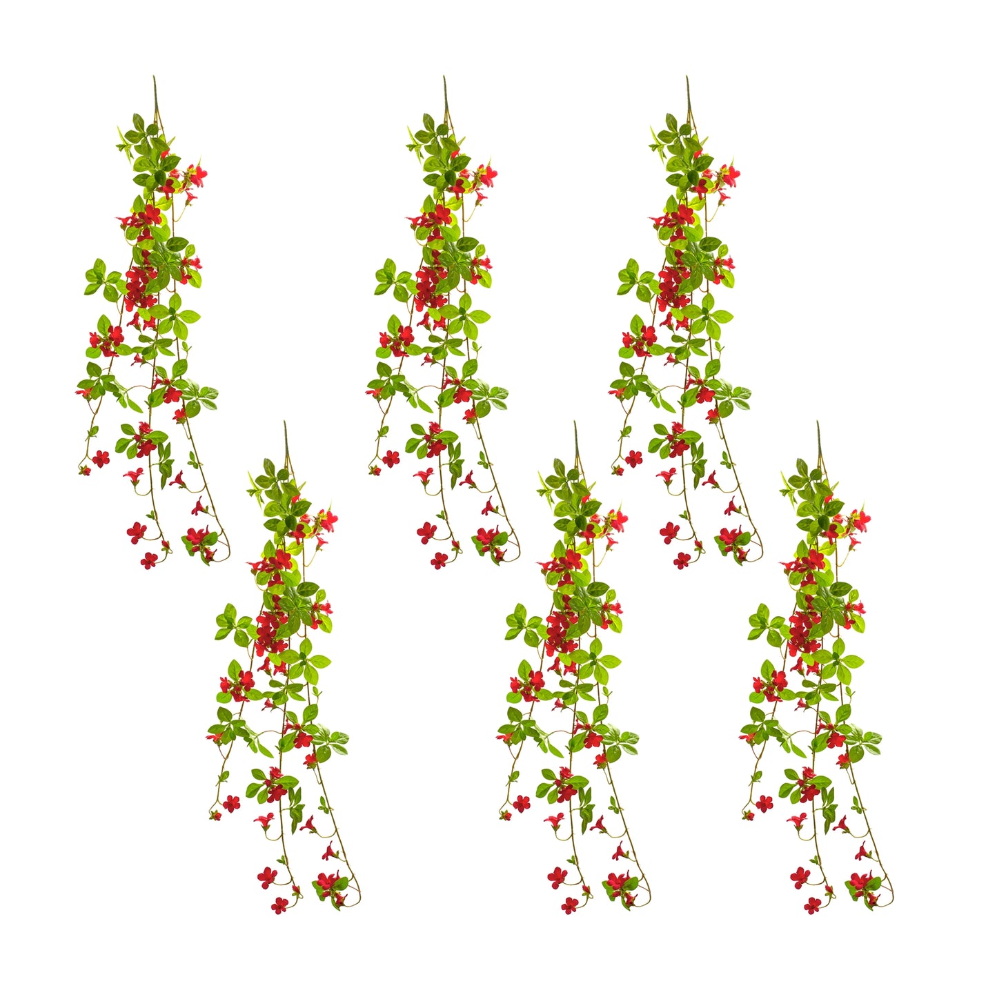 Floral Vine (Set Of 6) 47"L Polyester, Red, Green