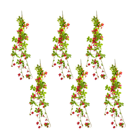 Floral Vine (Set Of 6) 47"L Polyester, Red, Green