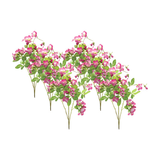 Floral Spray (Set Of 6) 24.5"H Polyester, Pink, Green
