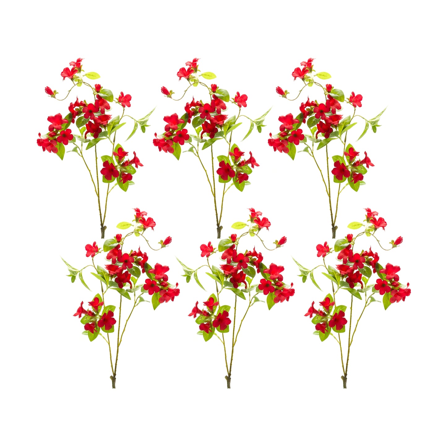 Floral Spray (Set Of 6) 24.5"H Polyester, Red, Green