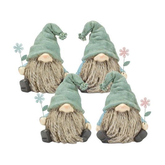 Gnome (Set Of 4) 4"L x 5.25"H Resin