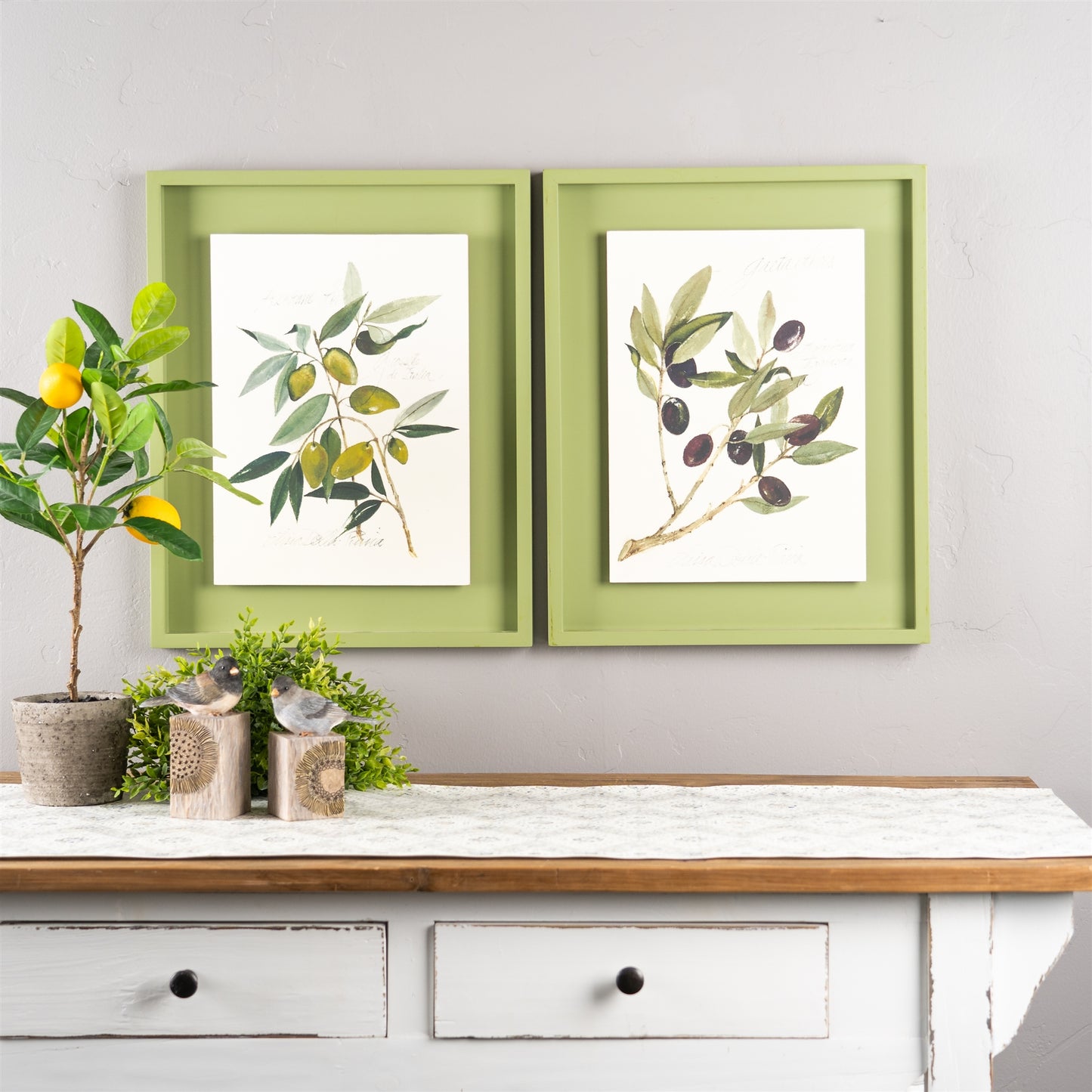 Framed Olive Print (Set Of 2) 15.75"L x 19.75"H Mdf/Wood