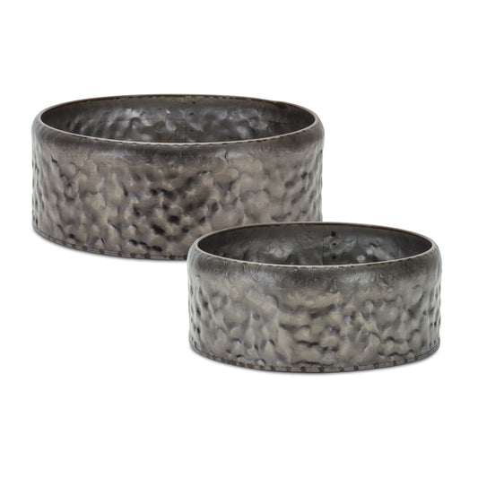 Planter (Set Of 2) 9.25"D x 3.25"H, 11"D x 4"H Metal