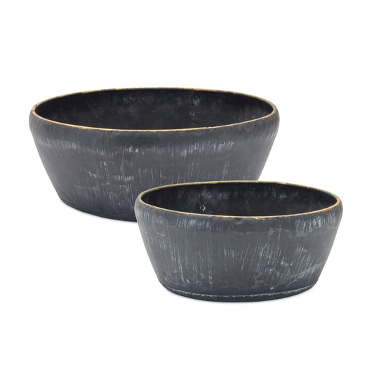 Planter (Set Of 2) 9.25"D x 4.25"H, 11.25"D x 4.5"H Metal