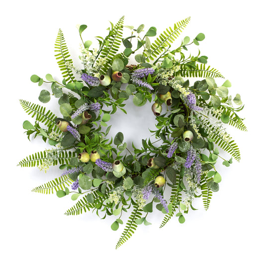 Foliage And Pod Wreath 19.5"D Polyester