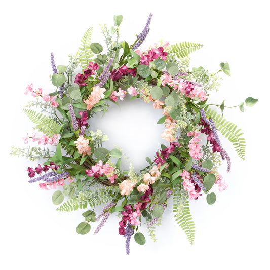 Mixed Floral Wreath 19.5"D Polyester