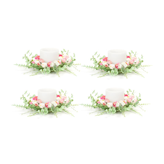 Mixed Floral Candle Ring (Set Of 4) 20"D Eva/Paper (Fits A 6" Candle)