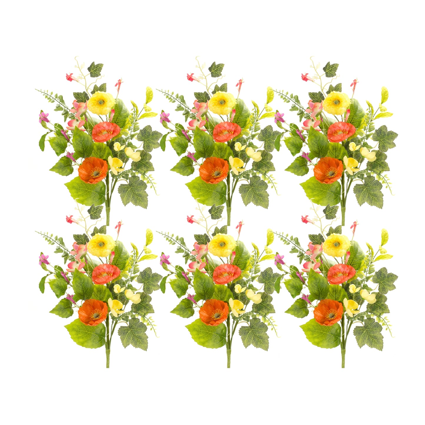 Poppy Spray (Set Of 6) 19"H Polyester