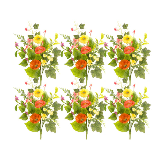 Poppy Spray (Set Of 6) 19"H Polyester