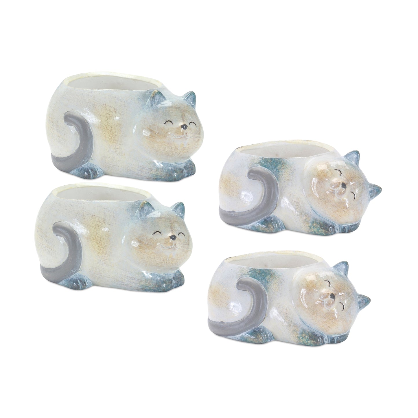 Cat Planter (Set Of 4) 6"L x 2.5"H, 6"L x 3"H Terra Cotta