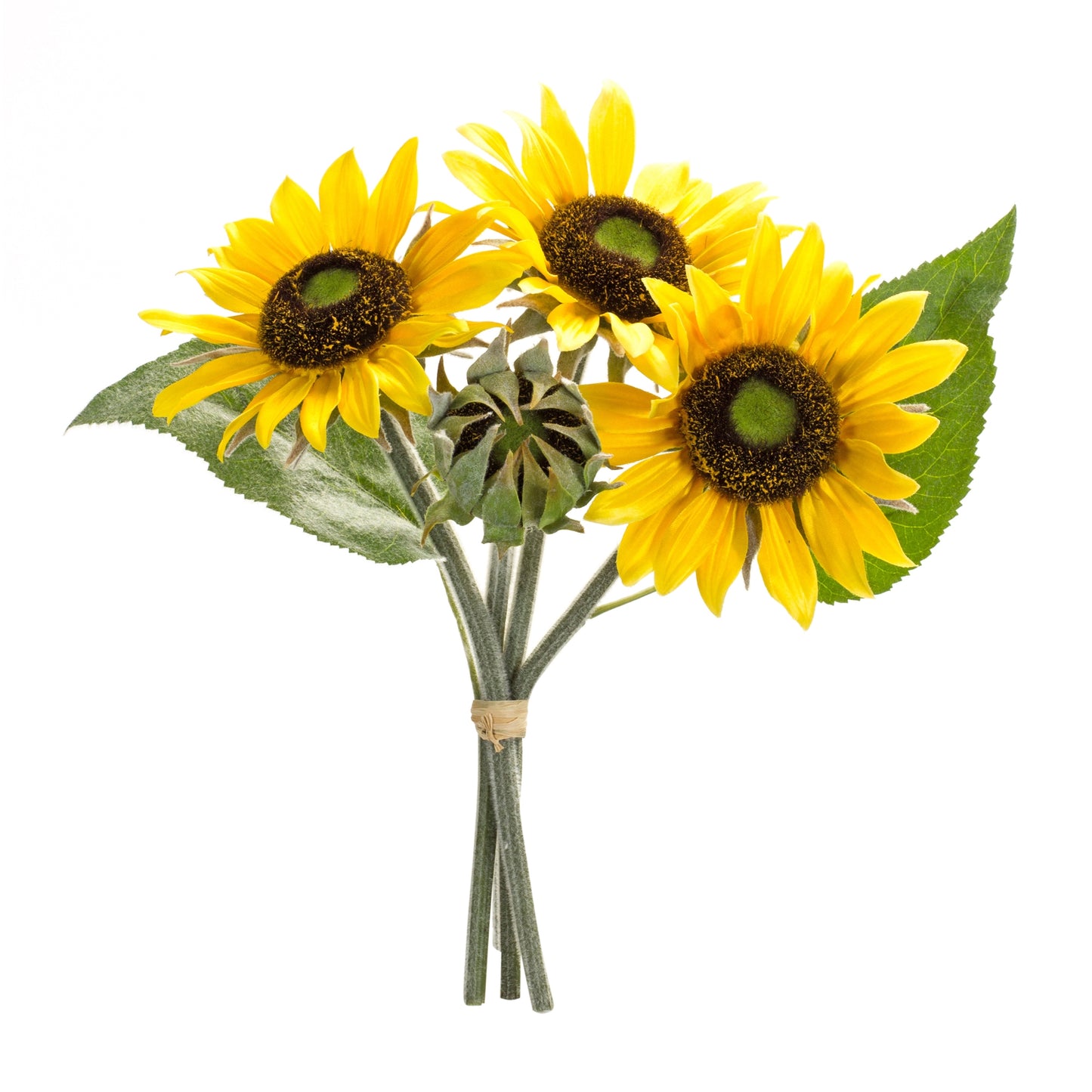 Sunflower Bouquet (Set Of 6) 11.5"H Polyester, Green, Brown, Yellow