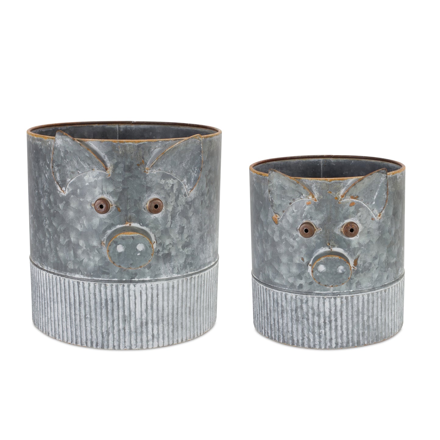 Pig Pot (Set Of 2) 9.25"D x 10.25"H, 11.5"D x 12.5"H Iron