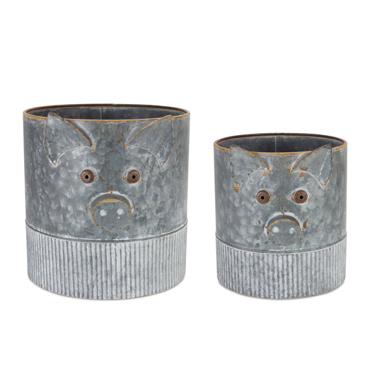 Pig Pot (Set Of 2) 9.25"D x 10.25"H, 11.5"D x 12.5"H Iron