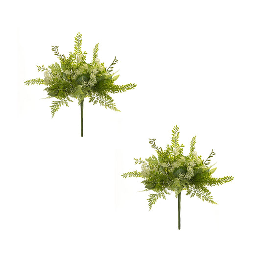Queen Anne And Foliage Bush (Set Of 2) 20.75"H Polyester