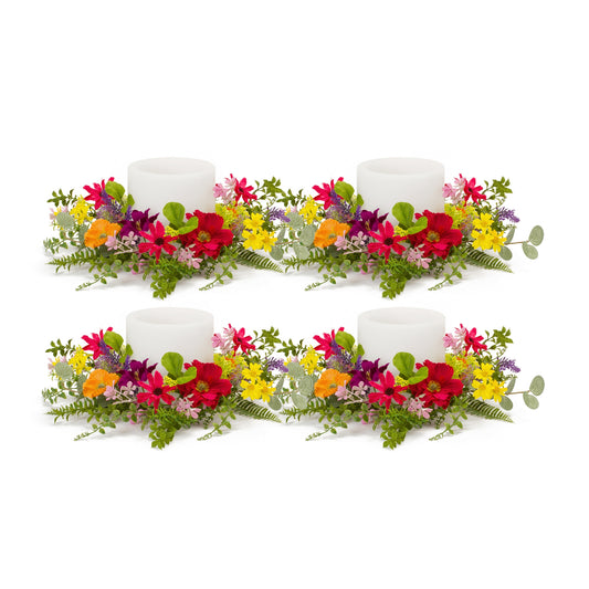 Mixed Floral Wreath (Set Of 4) 17.5"D Polyester/Plastic