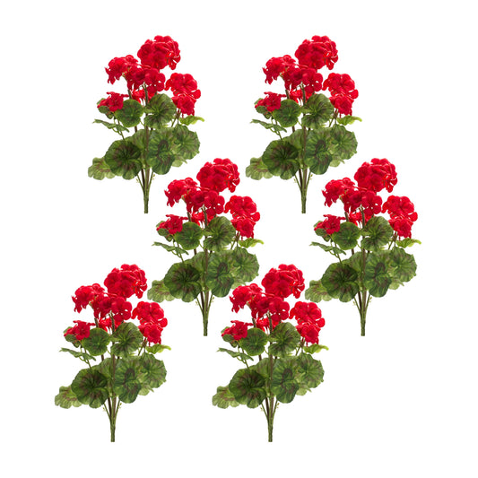 Geranium Bush (Set Of 6) 18"H Polyester