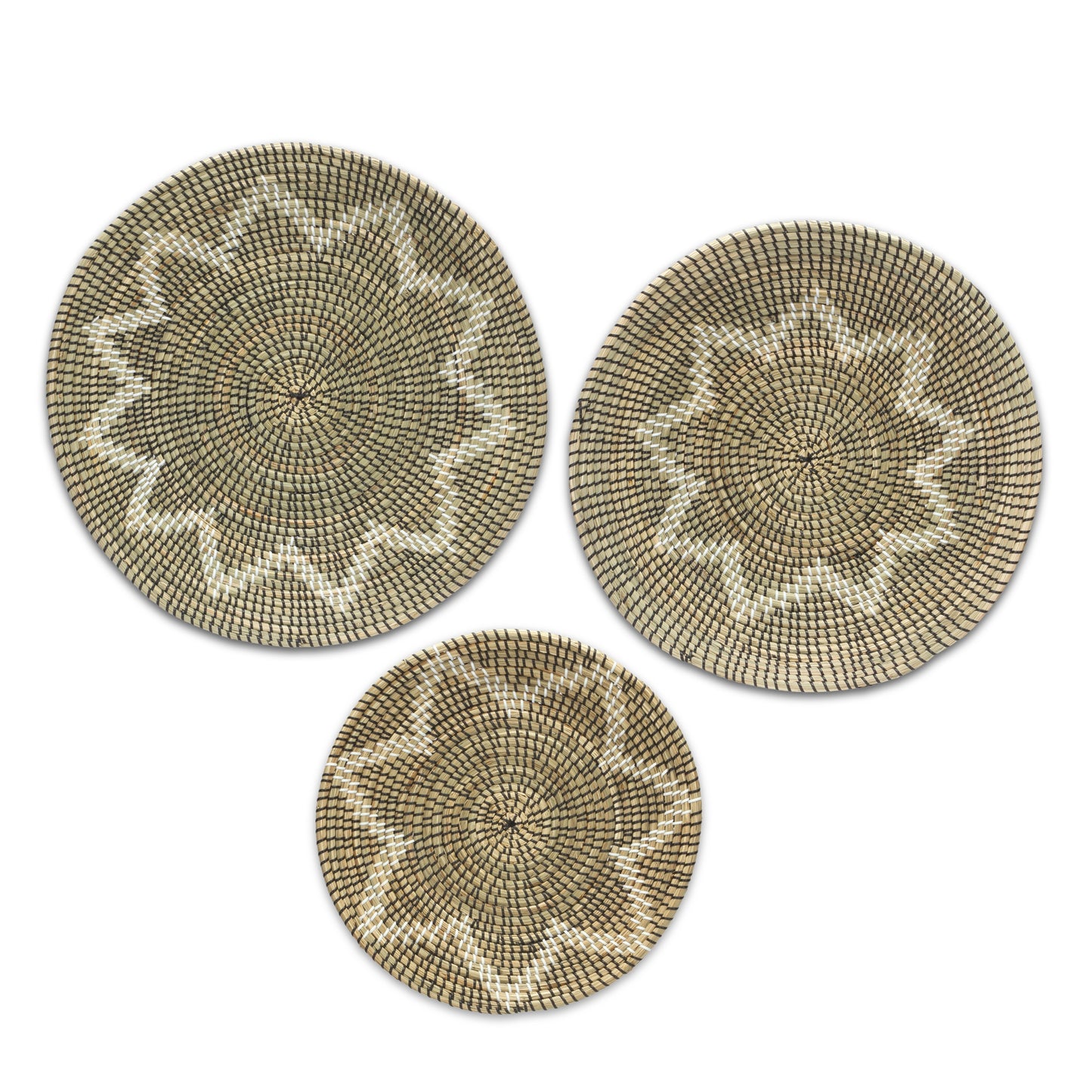 Wall Basket Art (Set Of 3) 18"D, 22"D, 23.5"D Seagrass