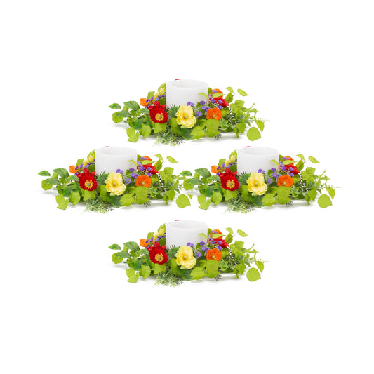 Mixed Poppy Candle Ring (Set Of 4) 19"D Polyester (Fits A 6" Candle)