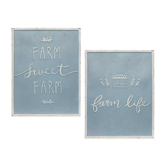 Farm Sign (Set Of 2) 14"L x 18"H Metal