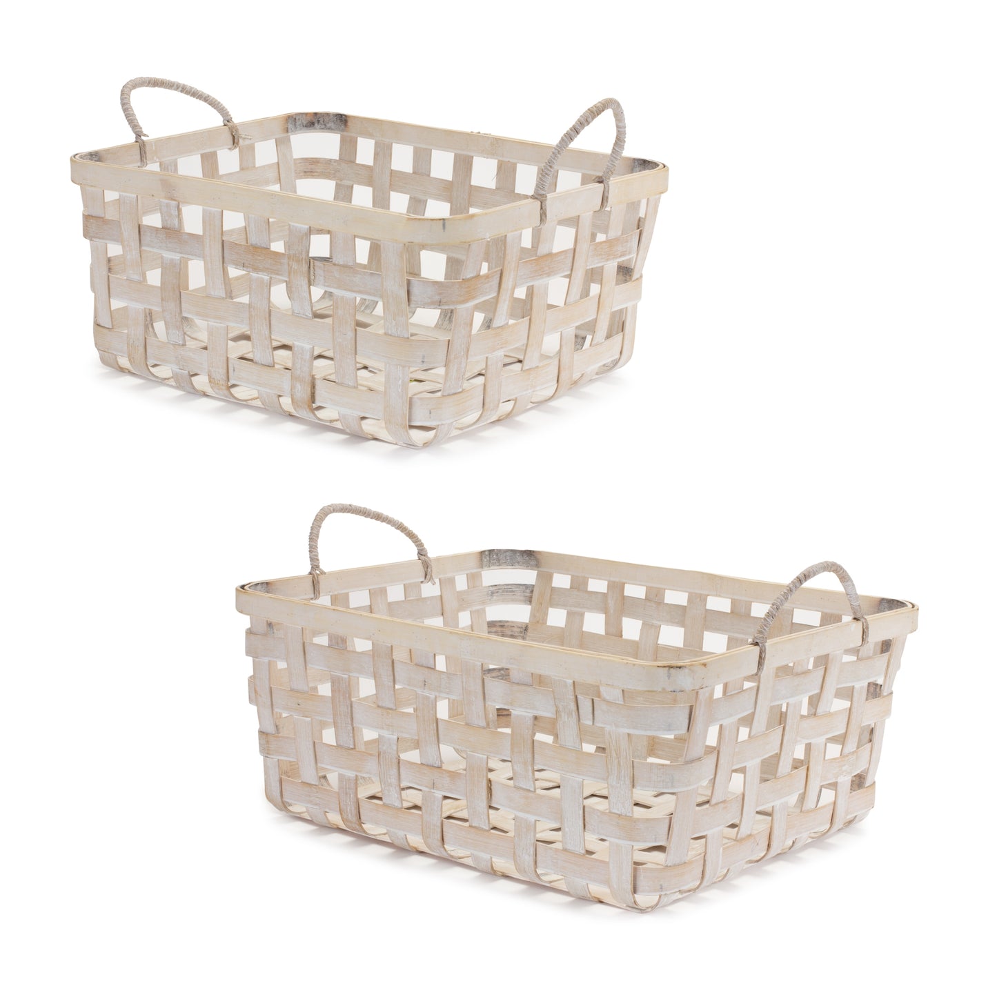 Basket (Set Of 2) 17"L x 12.25"W x 7"H, 17.25"L x 13.5"W x 7.5"H Bamboo