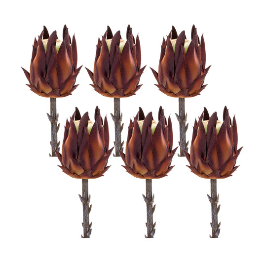 Protea Stem (Set Of 6) 20"H Plastic, Orange, Brown