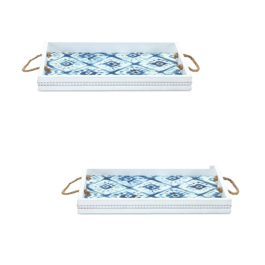 Tray (Set Of 2) 20"L x 12"W x 2"H Wood