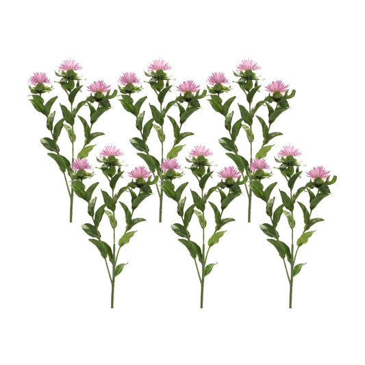 Thistle Spray (Set Of 6) 24.5"H Polyester, Pink