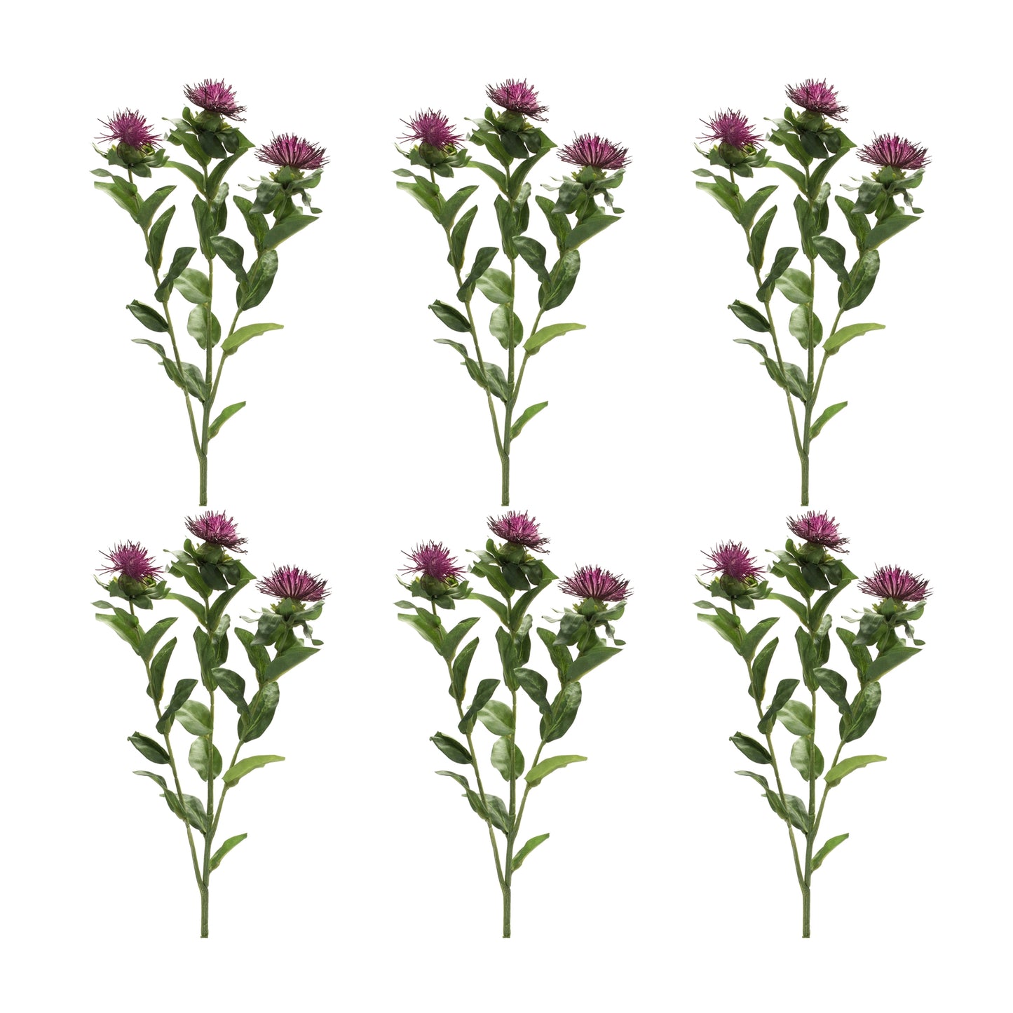 Thistle Spray (Set Of 6) 24.5"H Polyester, Purple