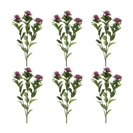 Thistle Spray (Set Of 6) 24.5"H Polyester, Purple