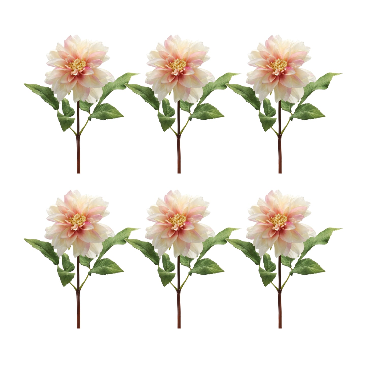 Dahlia Stem (Set Of 6) 16"H Polyester, Green, Pink, Beige