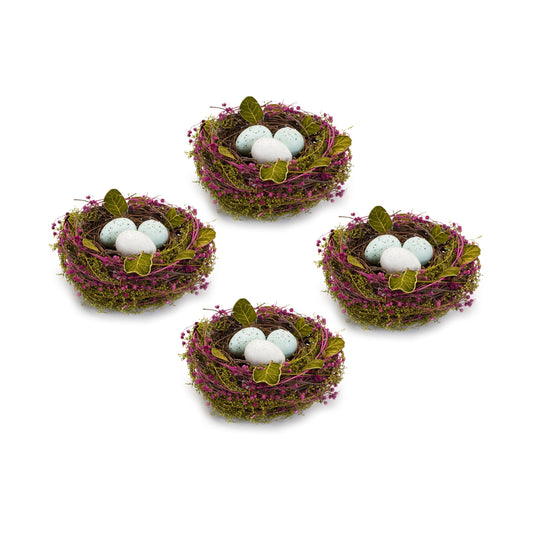 Nest With Eggs (Set Of 4) 6.5"D x 2.75"H Natural/Foam