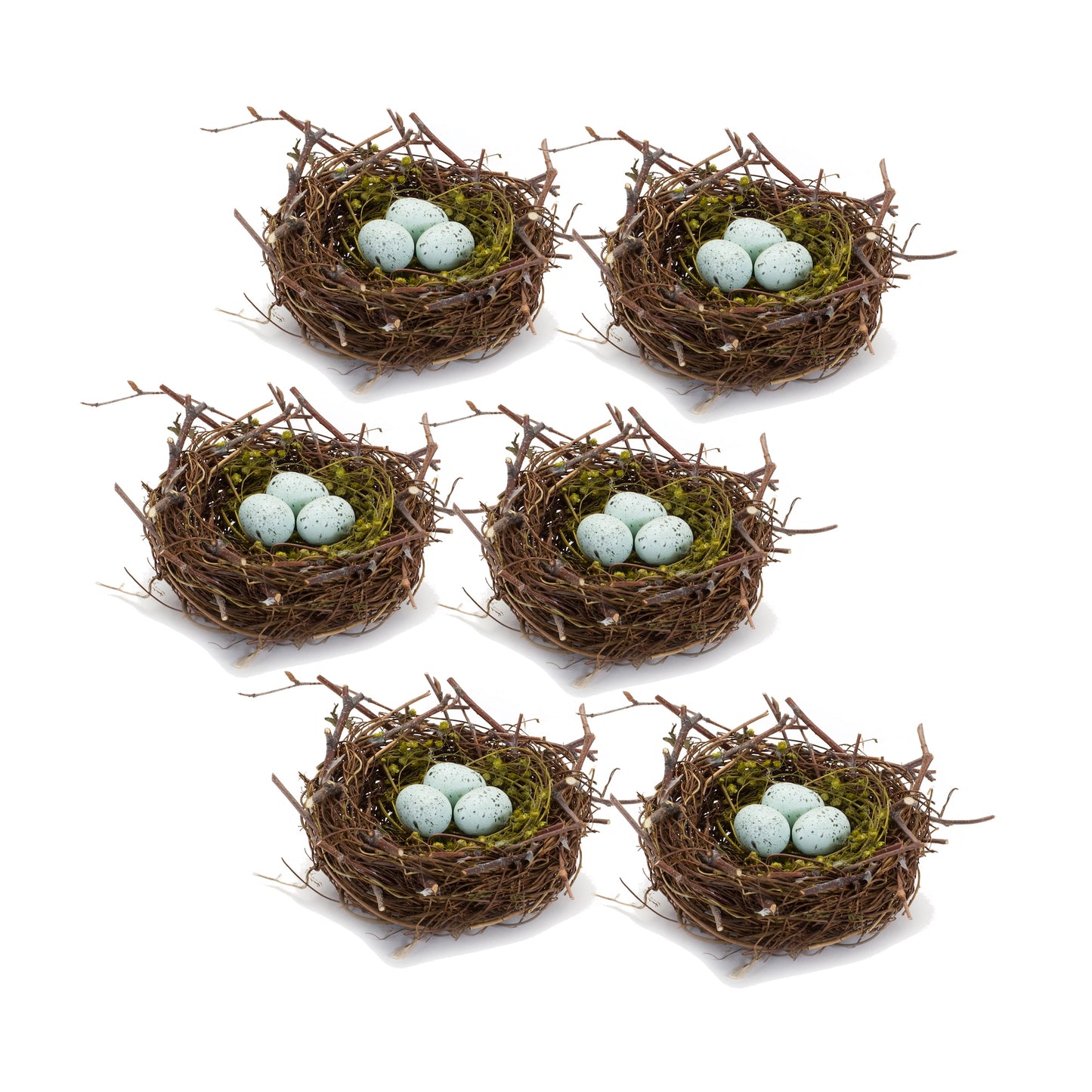 Nest With Eggs (Set Of 6) 6.5"D x 3"H Natural/Foam