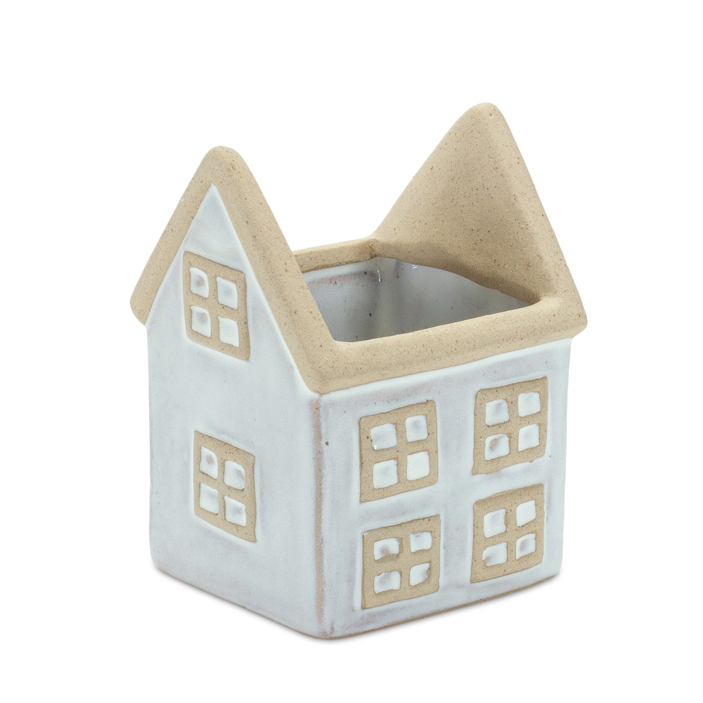 House Planter (Set Of 2) 3"L x 4.5"H, 5.5"L x 5.5"H Porcelain