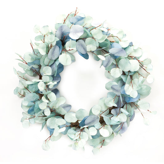 Eucalyptus Wreath 27"D Polyester, Blue