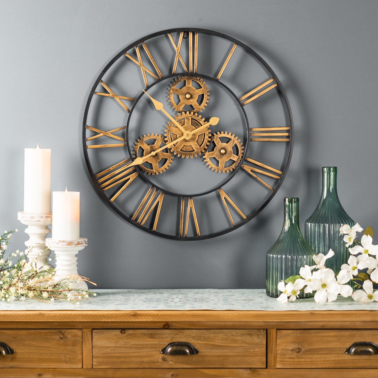 Wall Clock 23.75"D Iron 1 Aa Battery, Not Included