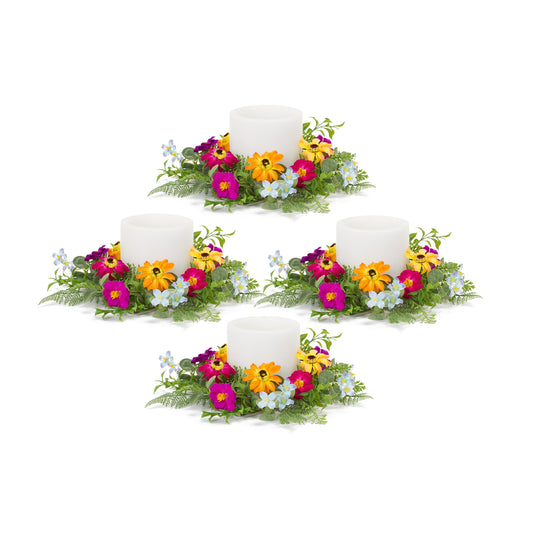 Zinnia Candle Ring (Set Of 4) 15.5"D Polyester (Fits A 6" Candle)