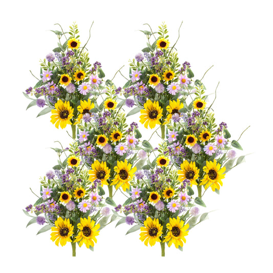 Mixed Sunflower Pick (Set Of 6) 19"H Polyester