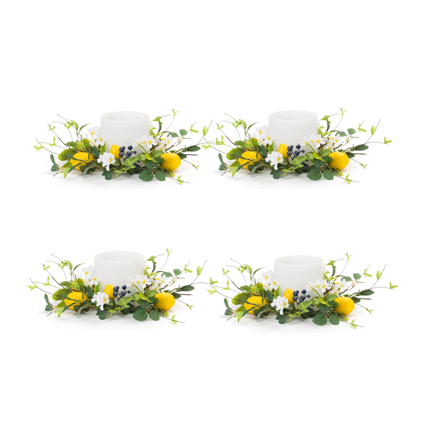 Lemon Candle Ring (Set Of 4) 19"D Polyester (Fits A 6" Candle)