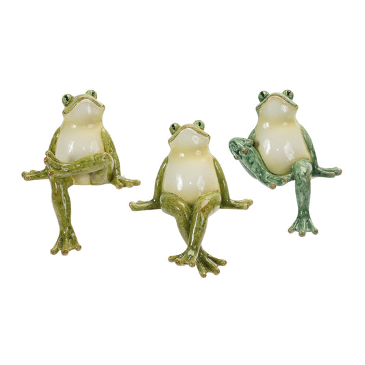 Frog Shelf Sitters (Set Of 3) 4"H Resin