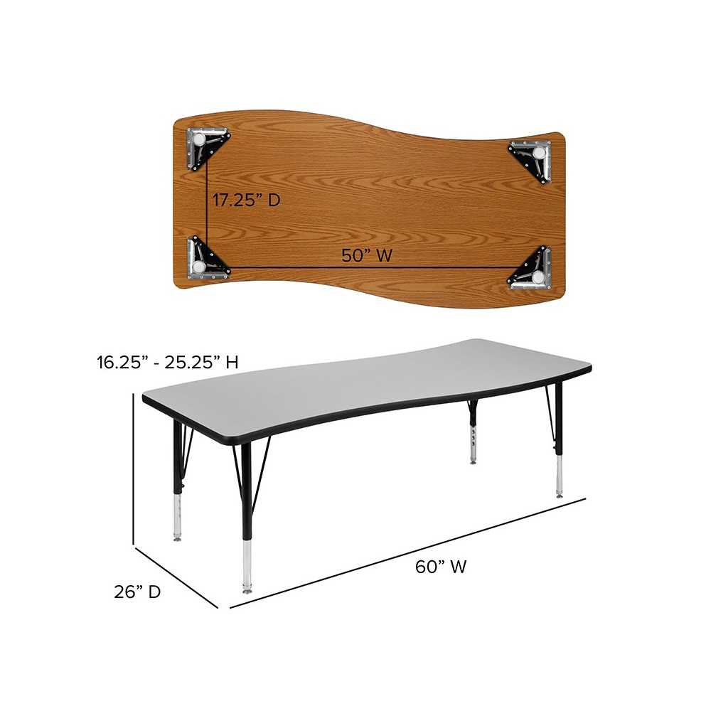 86" Oval Wave Collaborative Laminate Activity Table Set with 12" Student Stack Chairs, Gray/Black