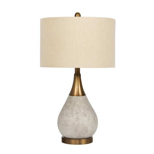 Plated Grey Base Table Lamp w/Hard Back Oatmeal Shade
