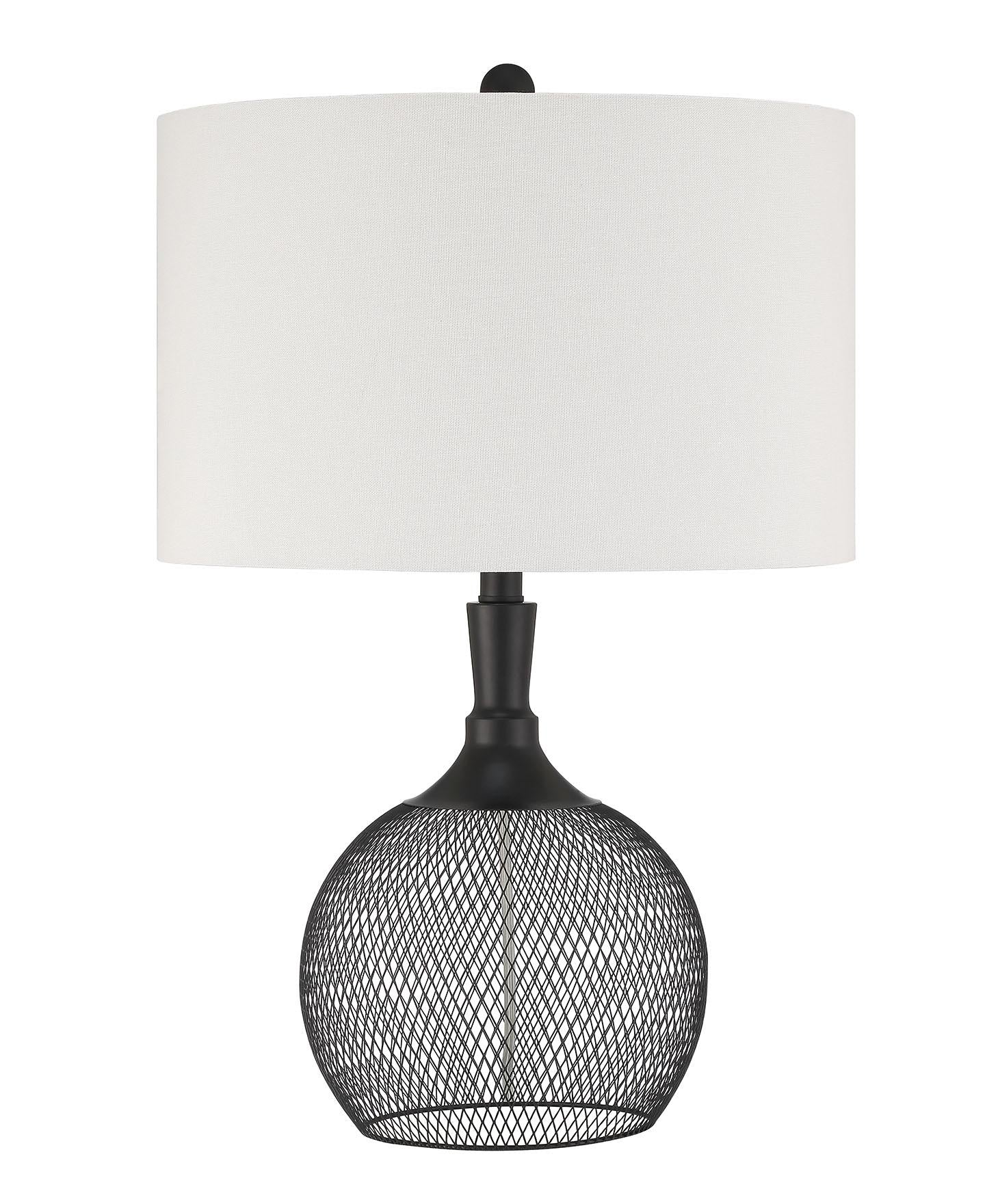 Table Lamp 1 Light Black Metal Mesh Base with Shade, Indoor
