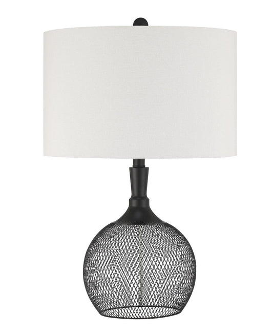 Table Lamp 1 Light Black Metal Mesh Base with Shade, Indoor