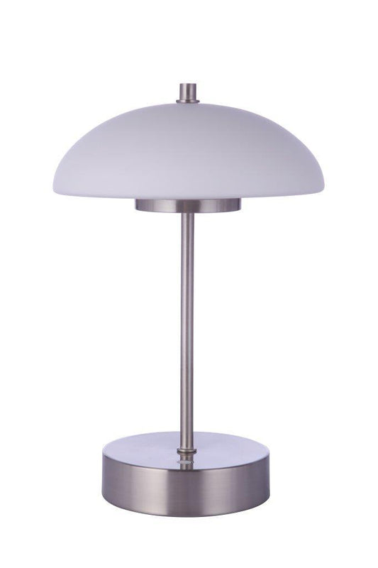 Indoor Rechargeable Dimmable LED Portable Lamp with Glass Shade, BNK